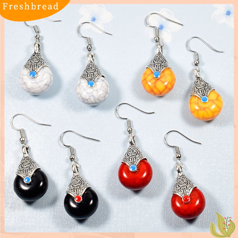 &lt; Freshbread &gt; Fashion Etnik Resin Batu Gaya Alloy Drop Hook Anting Wanita Perhiasan Hadiah