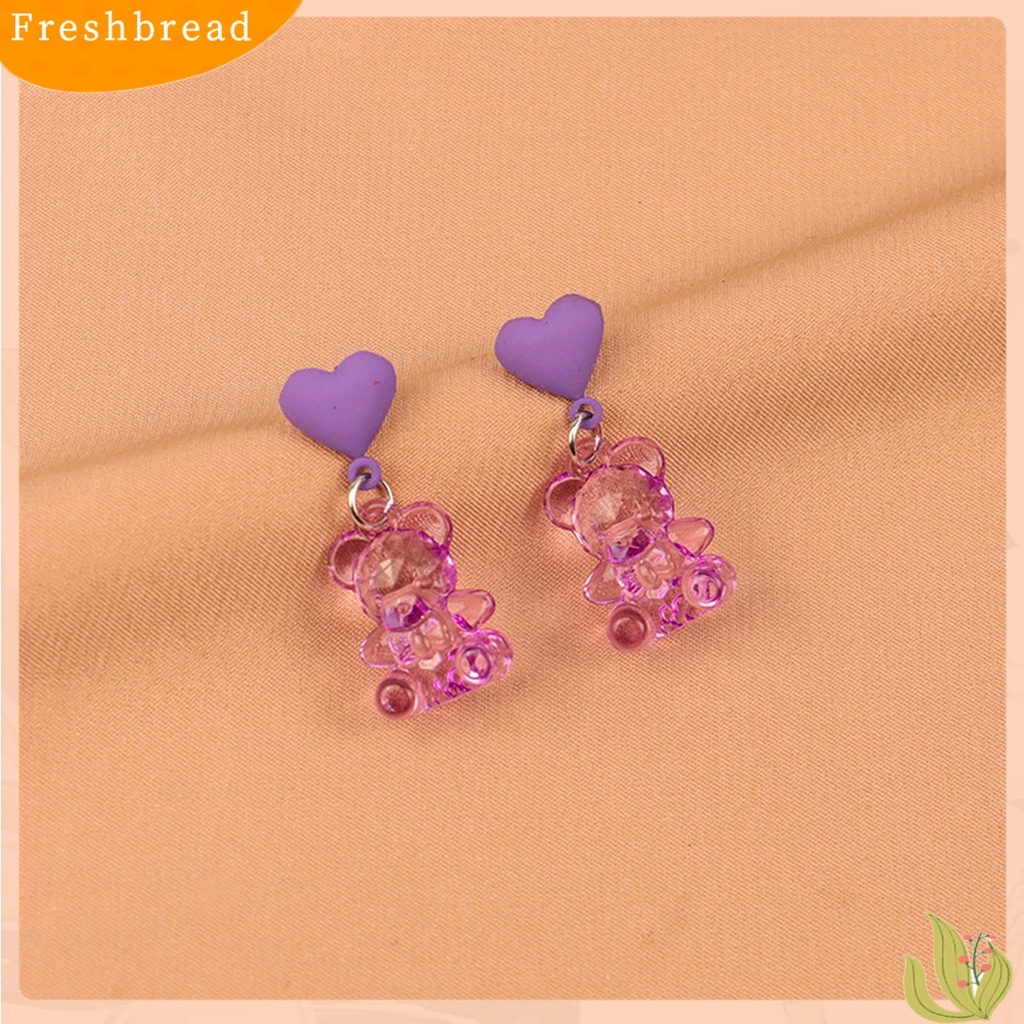 &lt; Freshbread &gt; 1pasang Anting Drop Bentuk Beruang Chic Nyaman Kartun Beruang Manis Anting Untuk Hadiah