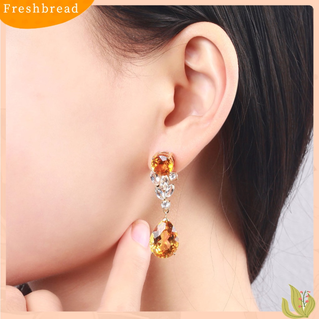 &lt; Freshbread &gt; 1pasang Anting Menjuntai Berbentuk Tetesan Air Liontin Berlian Imitasi Perhiasan Tahan Lama Cerah Kilau Anting Untuk Pakaian Sehari-Hari