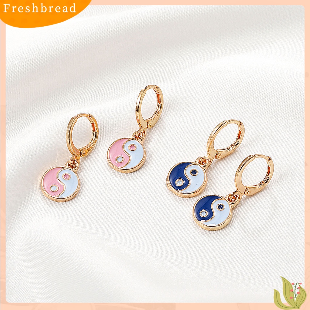 &lt; Freshbread &gt; 1pasang Anting Tetes Tindik Romantis Tradisional Warna-Warni Tai Chi Yin Yang Anting Hoop Perhiasan Pesta