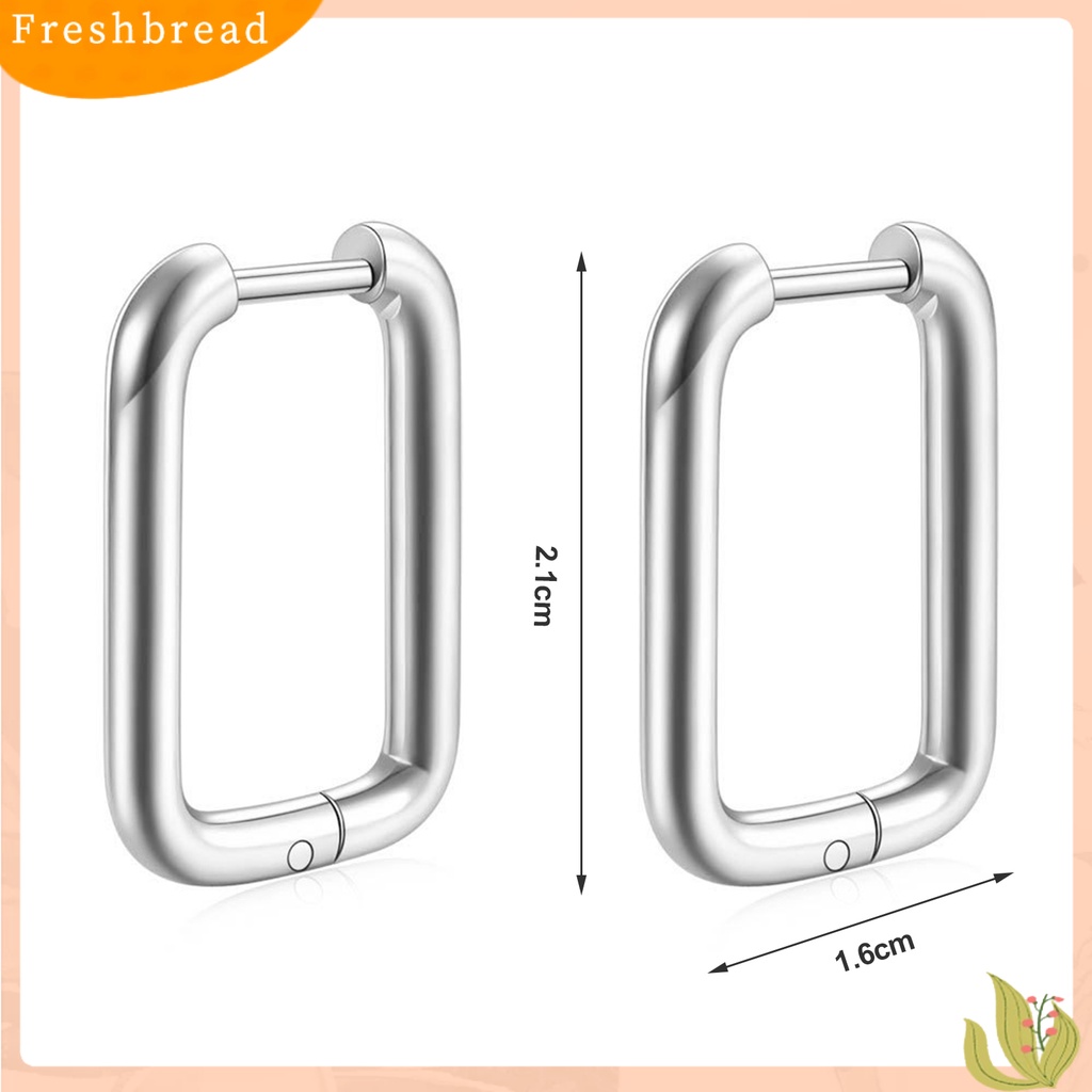 &lt; Freshbread &gt; 1pasang Anting Stud Electroplating Bentuk Geometris Kesederhanaan Temperamen Dekorasi Permukaan Polandia Tahan Luntur Baja Titanium Gesper Telinga Persegi