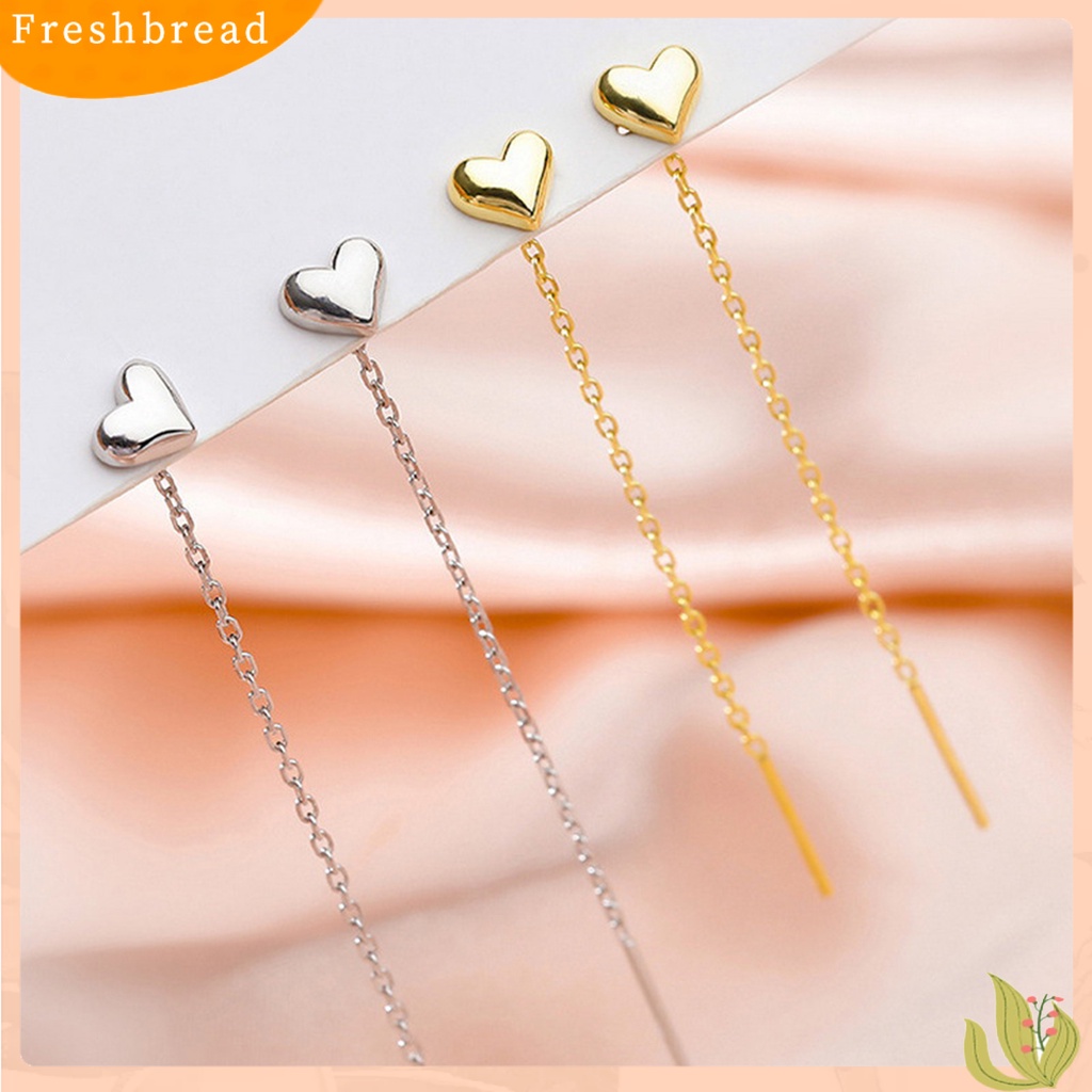 &lt; Freshbread &gt; 1pasang Tindik Temperamen Ringan Lady Earrings Jantung Kecil Panjang Rumbai Drop Earrings Aksesoris Perhiasan