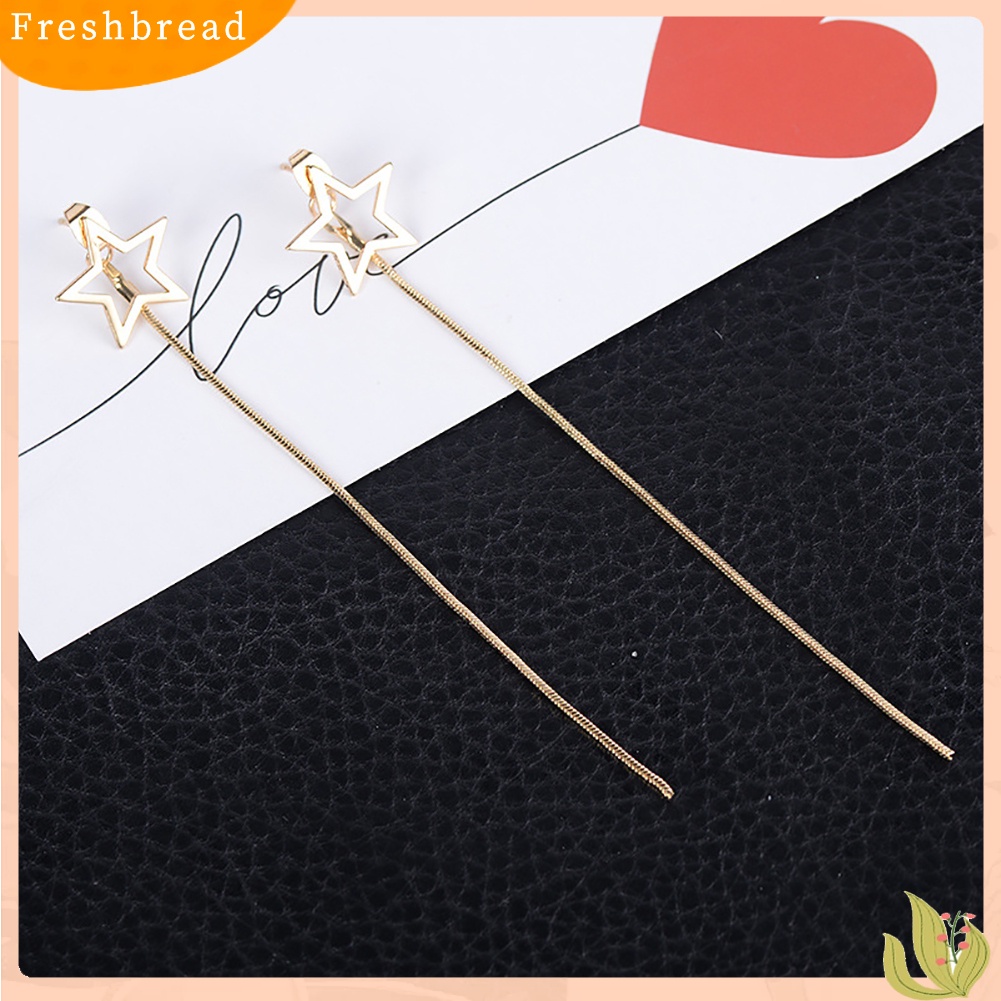 &lt; Freshbread &gt; Gadis Lucu Bintang Berujung Lima Menjuntai Anting-Anting Panjang Linear Telinga Rings Drop Jewelry