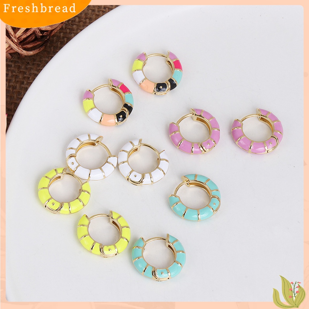 &lt; Freshbread &gt; 1pasang Anting Hoop Wanita Bulat Gaya Bohemia Etnik Anting Wanita Warna-Warni Untuk Hadiah