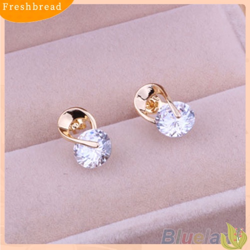 &lt; Freshbread &gt; Hadiah Perhiasan Wanita Mempesona Cubic Zirconia CZ Ear Studs Cocktail Earrings