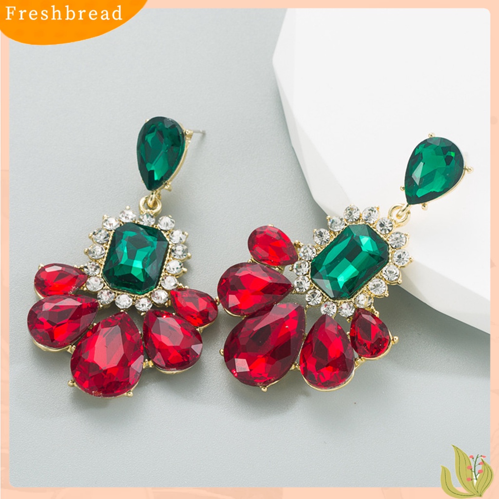 &lt; Freshbread &gt; 1pasang Anting Warna-Warni Berlian Imitasi Berwarna Eye-catching Semua Pertandingan Mengkilap Elegan Sehari-Hari Memakai Vintage Aksesori Menjuntai Tahan Lama Untuk Pesta