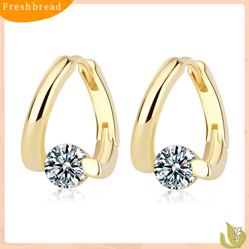 &lt; Freshbread &gt; 1pasang Wanita Anting Geometris Berlian Imitasi Perhiasan Berkilau Cubic zirconia Stud Earrings Hadiah Ulang Tahun