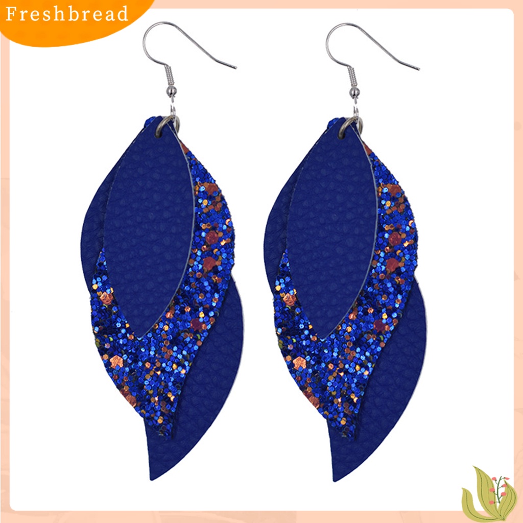 &lt; Freshbread &gt; 1pasang Tindik Indah Menawan Drop Anting-Anting Multi Layer Daun Menjuntai Kait Anting Perhiasan Fashion