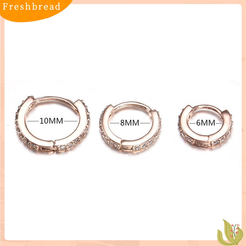 &lt; Freshbread &gt; Anting Wanita Berlian Imitasi Simple Mini Piercing Hoop Studs Earlobe Tragus Lingkaran Untuk Perempuan