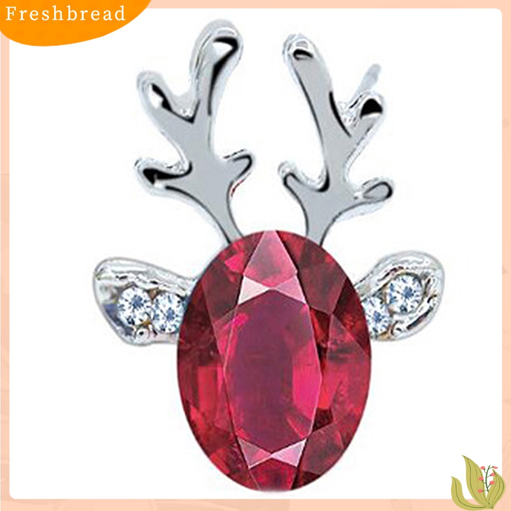 &lt; Freshbread &gt; Wanita Natal Faux Gemstone Hias 3D Tanduk Telinga Stud Anting Perhiasan Hadiah