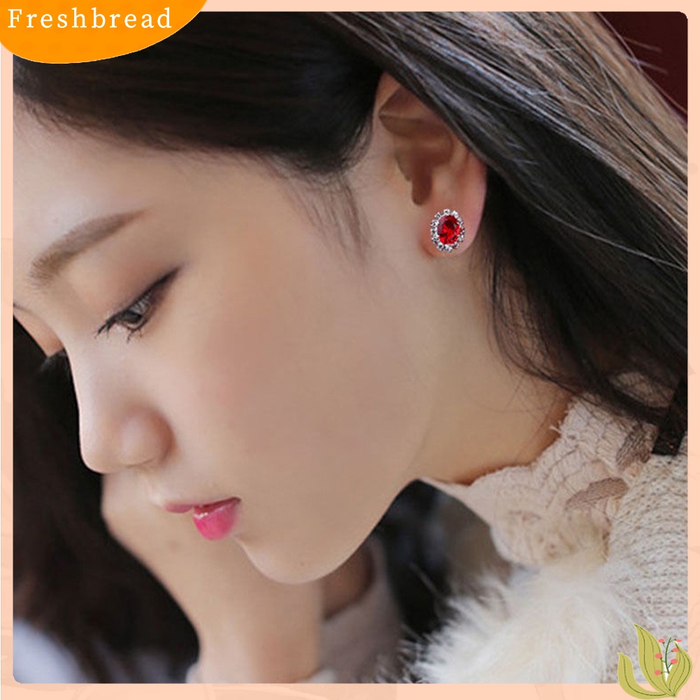 &lt; Freshbread &gt; Fashion Wanita Lady Elegan Berlian Imitasi Bunga Ear Stud Earrings Hadiah Perhiasan