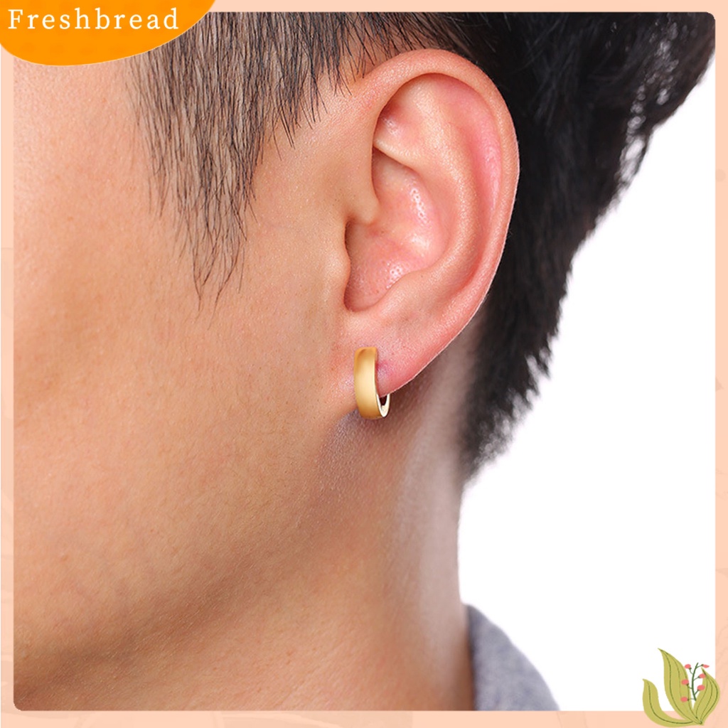 &lt; Freshbread &gt; 2Pcs Anting Huggie Anti-Alergi Anti-Oksidasi Stainless Steel Non-Piercing Earrings Ear Clip Untuk Pesta