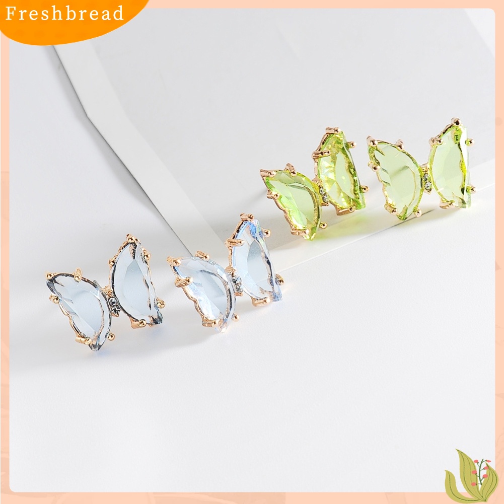 &lt; Freshbread &gt; Transparan Kupu-Kupu Telinga Pejantan Sederhana Kristal Imitasi Anting Wanita Eardrop Perhiasan