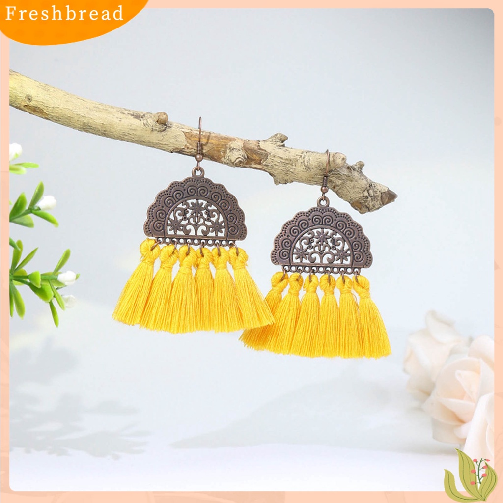 &lt; Freshbread &gt; 1pasang Anting Menjuntai Gaya Bohemia Hias Alloy Anting Rumbai Drop Panjang Berbentuk Kipas Untuk Pesta