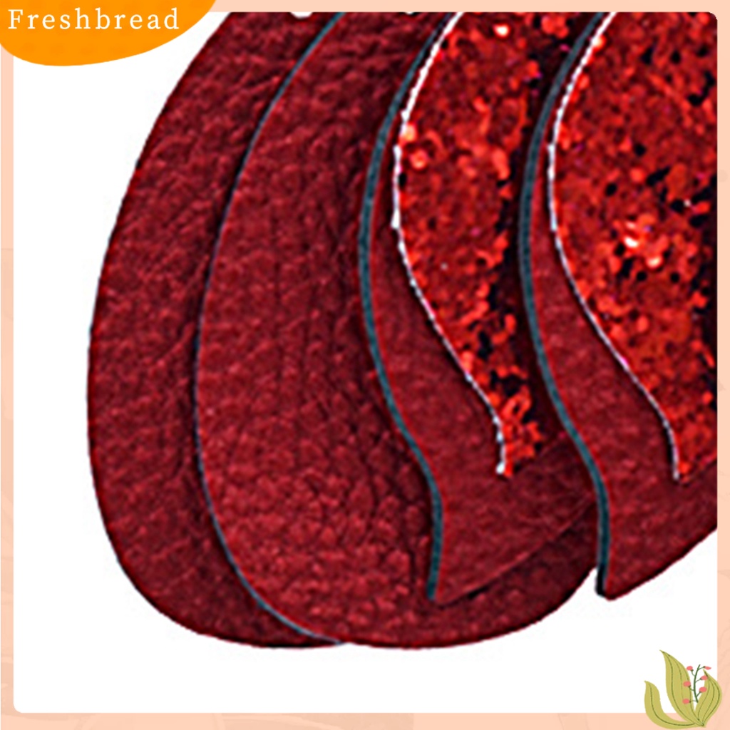 < Freshbread > 3pasang Anting Daun Shuning Juntai Bahan Kulit Imitasi Wanita Eardrops Untuk Pernikahan