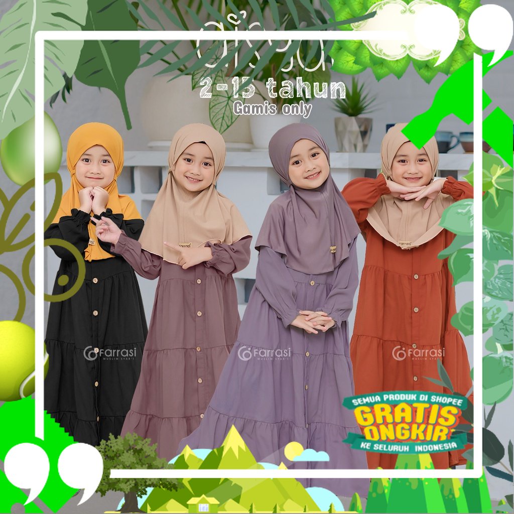 Gamis Anak Perempuan / Gamis Anak / Baju Muslim Anak Perempuan Farrasi/ edisi lebaran2023