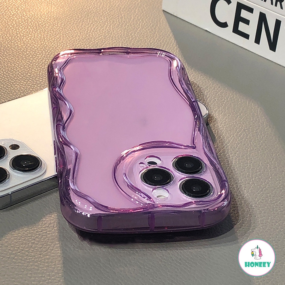 IPHONE Ins Desain Gelombang Sederhana Casing Ponsel Bening Untuk Iphone14 13 12 11 Pro Max XR XS Max Oval Curly Wave Silikon Bumper Penutup Belakang