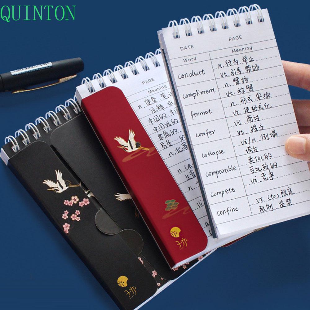 QUINTON 86 Sheets Pocket Notepad Chinese Style Stationery Vocabulary Notebook Mini Students Prizes Vocabulary Memory Study Exquisite Planner Loose-Leaf Foreign Language Word Book