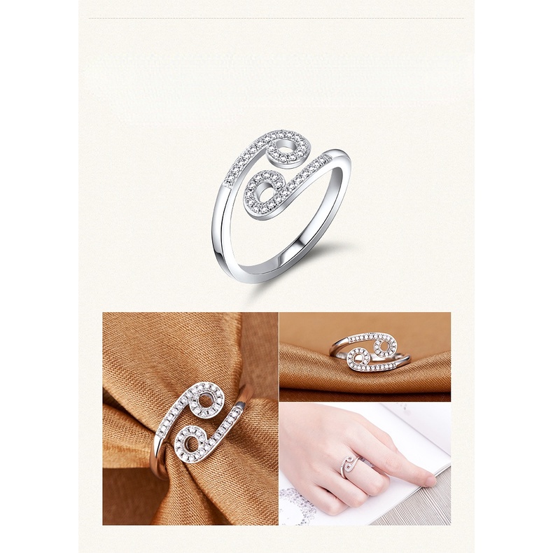 Goldkingdom Fashion Perhiasan Aksesoris Ready Stock Korea Fashion Perhiasan Perak Rasi Bintang Pembukaan Cincin Dua Belas Rasi Bintang Cincin Berlapis Dengan Platinum Dan Perhiasan Perak.