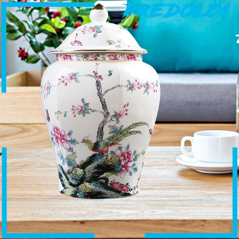 [Predolo1] Toples Keramik Jahe Porcelain Temple Jar Dengan Tutup Untuk Pesta Ruang Tamu