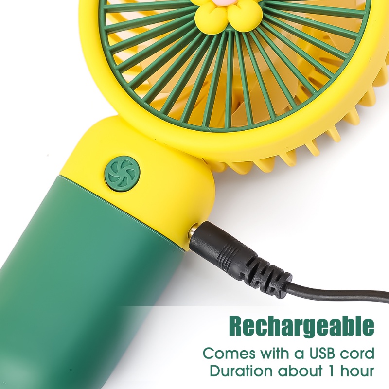 Usb Rechargeable Mini Fan Kartun Bunga Genggam Udara Cooler Kipas Portabel Untuk Rumah Luar Ruangan Dengan Lanyard Fan Siswa Perlengkapan Kantor Luar Ruangan