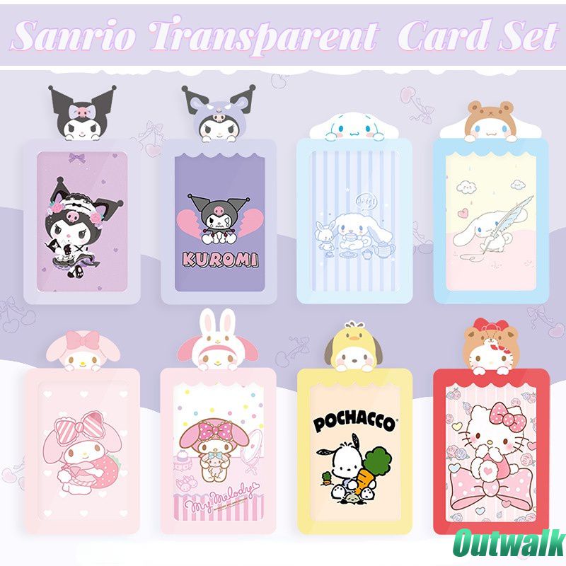 ღ Sanrio Kartu Lengan Kartun Kuromi Melodi Cinnamoroll Transparan Mahasiswa Kartu Bus Set Kartu Mahasiswa Makan Kartu Pelindung Lengan untuk hadiah