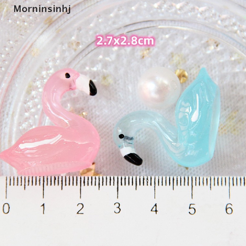 Mornin 6pak Menyala Flamingo Miniatur Patung Dekorasi Rumah DIY Scrapbooking Craft Resin Aksesoris id