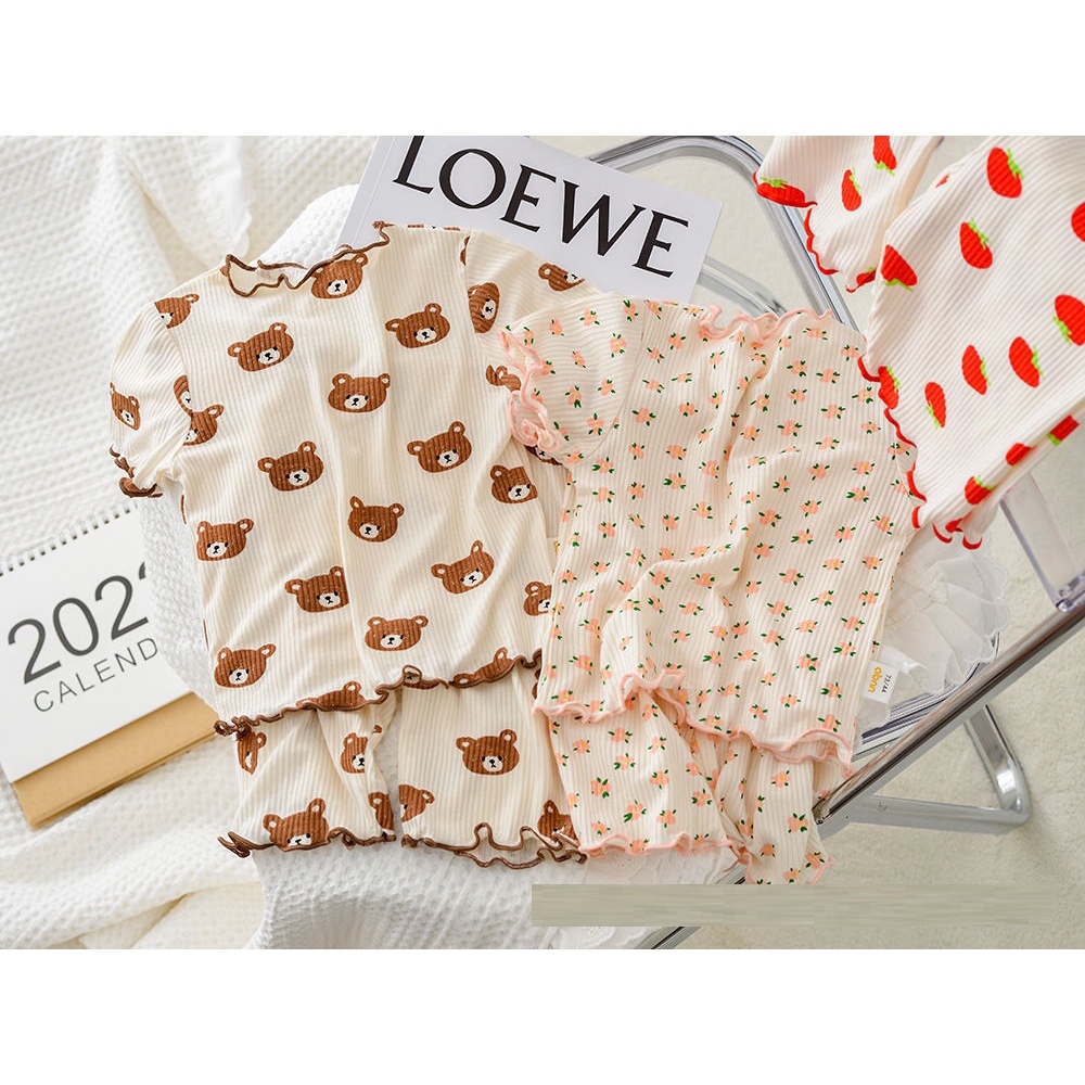 SETELAN PIYAMA SANTAI ANAK CEWEK PEREMPUAN MOTIF LUCU IMPORT