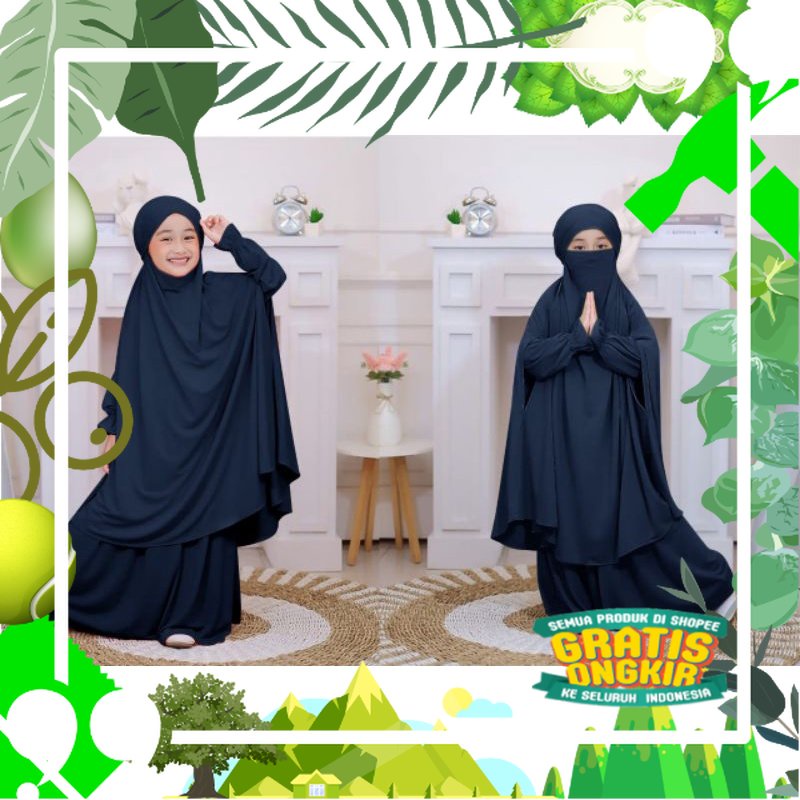 Lashoppingstore COD Set Gamis/dress/pakaian/baju/anak/wanita/perempuan/cewe/muslim/maxi/long jilbab/