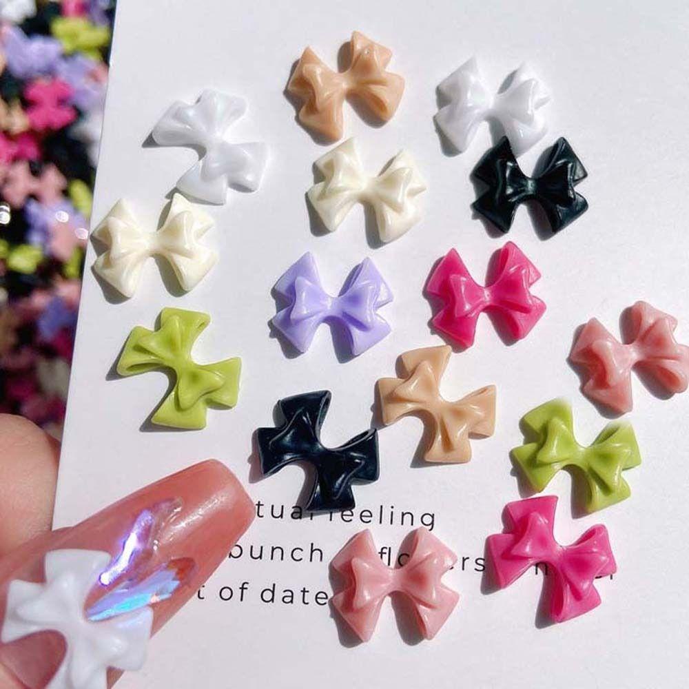 Mxbeauty Hiasan Kuku Busur Fashion Ins Gaya Pesona Kuku Ikatan Simpul Manikur Aksesoris Warna Campur Perhiasan Kuku