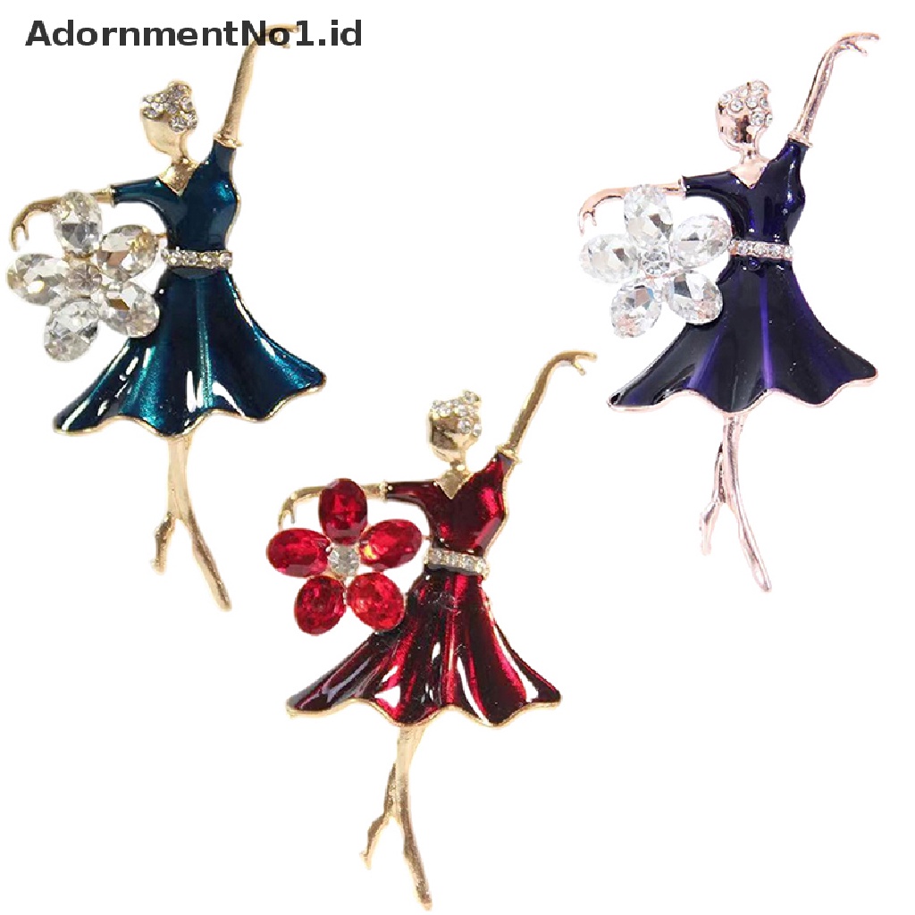 [AdornmentNo1] Fashion Wanita Enamel Kristal Bunga Ballet Dancer Bros Pin Syal Baju Bros Hadiah [ID]