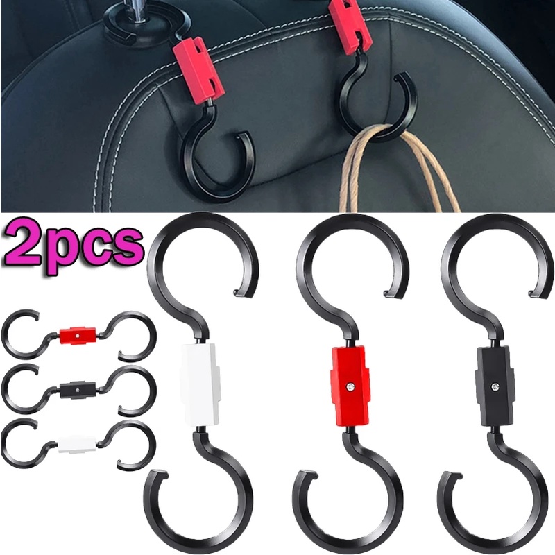 2pcs Kursi Punggung Mobil Multifungsi Universal Adjustment Hidden Hook/Rak Penyimpanan Mobil/Gantungan Tas Lemari Pakaian/Pengait Kursi Anak/Alat Organizer Kursi Punggung