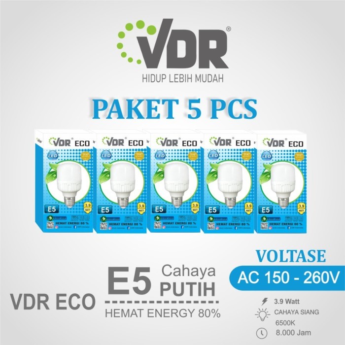 Paket isi 5 Pcs VDR Lampu LED 5 Watt Bohlam Kapsul