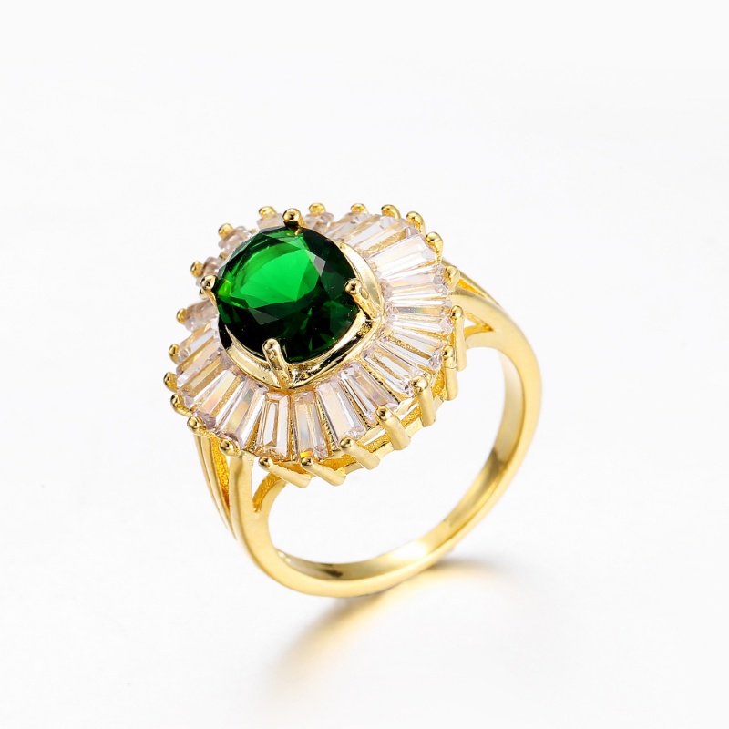 Goldkingdom Aksesoris Perhiasan Fashion Ready Stock Perhiasan Kreatif Zamrud Zirkon Cincin Perhiasan Wanita