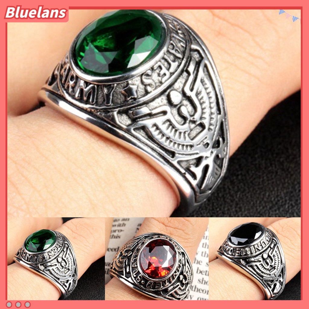 {In Stock} Cincin Punk Bentuk Oval Hias Berlian Imitasi Punk Klasik Ring Untuk Pesta