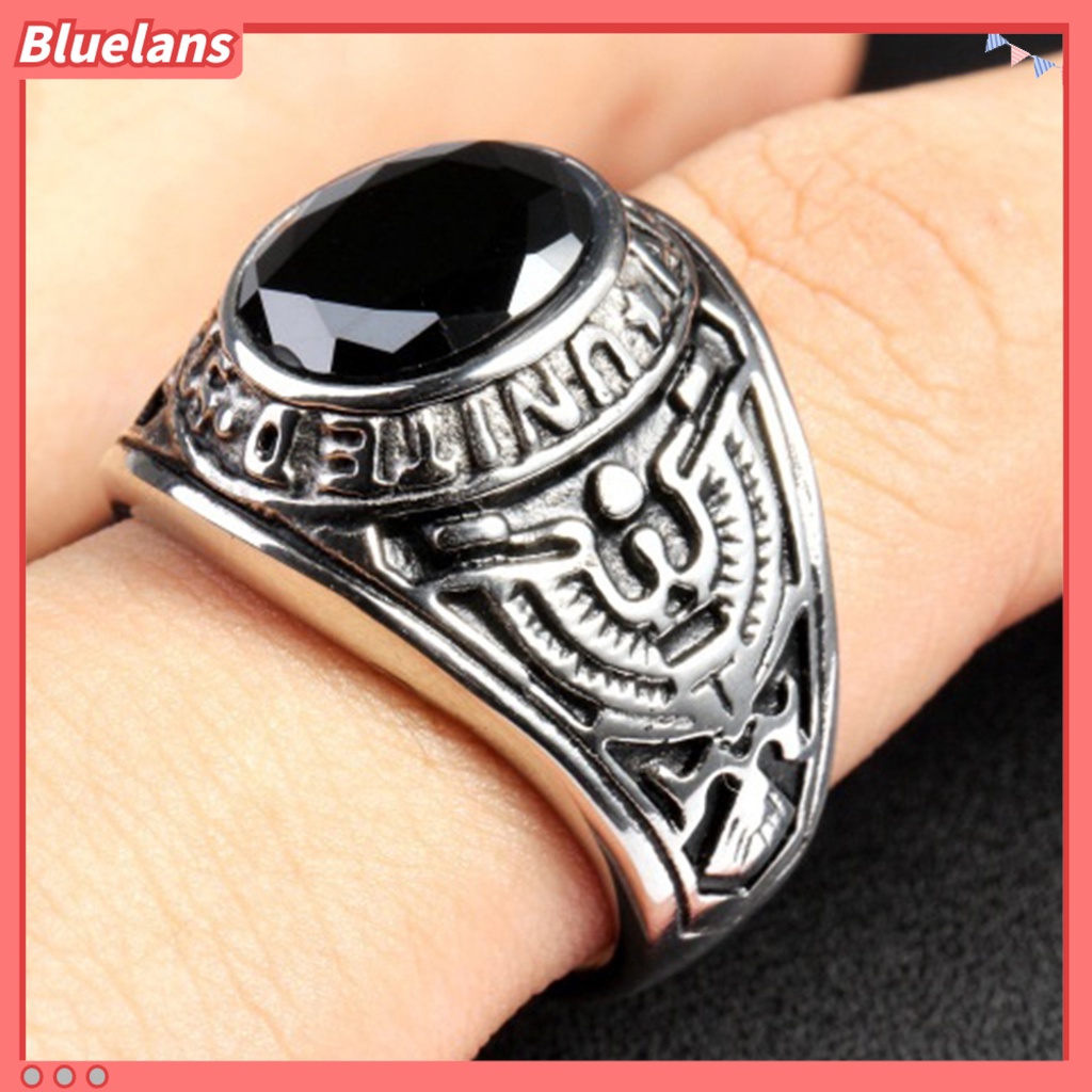 {In Stock} Cincin Punk Bentuk Oval Hias Berlian Imitasi Punk Klasik Ring Untuk Pesta