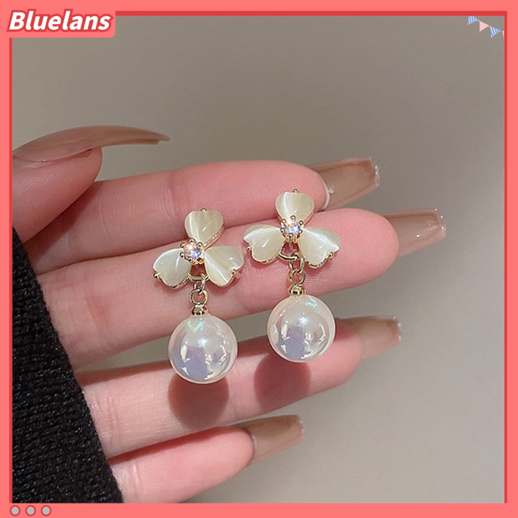 {In Stock} 1pasang Anting Stud Dainty Elegan Temperamen Gaya Perancis Mutiara Imitasi Opal Bunga Wanita Drop Earrings Perhiasan Aksesoris