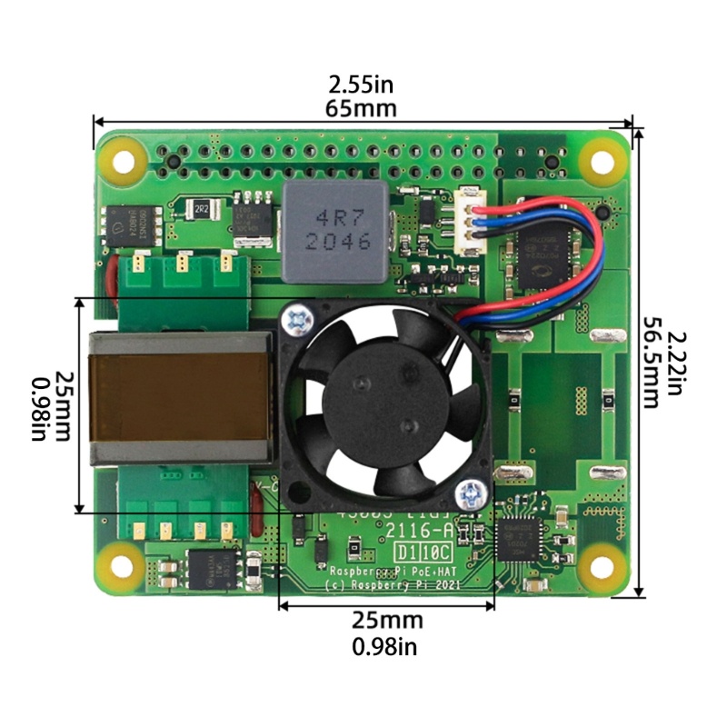 Zzz Untuk RaspberryPi 4B PoE+Topi802 3af Perlengkapan Standar Wajib 5VDC 4A Cooler