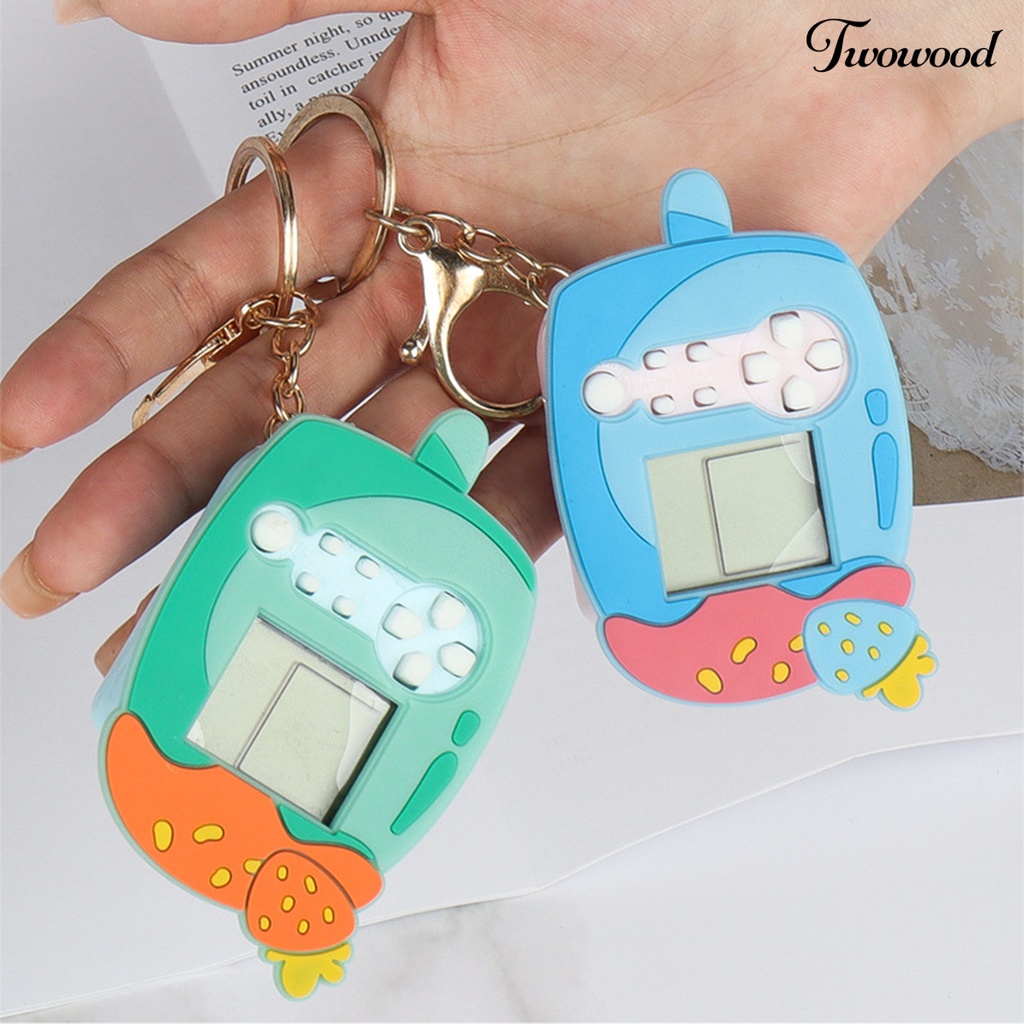 Twowood Konsol Game Genggam Lucu Dengan Blok Gantungan Kunci Permainan Penghilang Stres Ransel Ornamen Konsol Game Mini Mainan Anak
