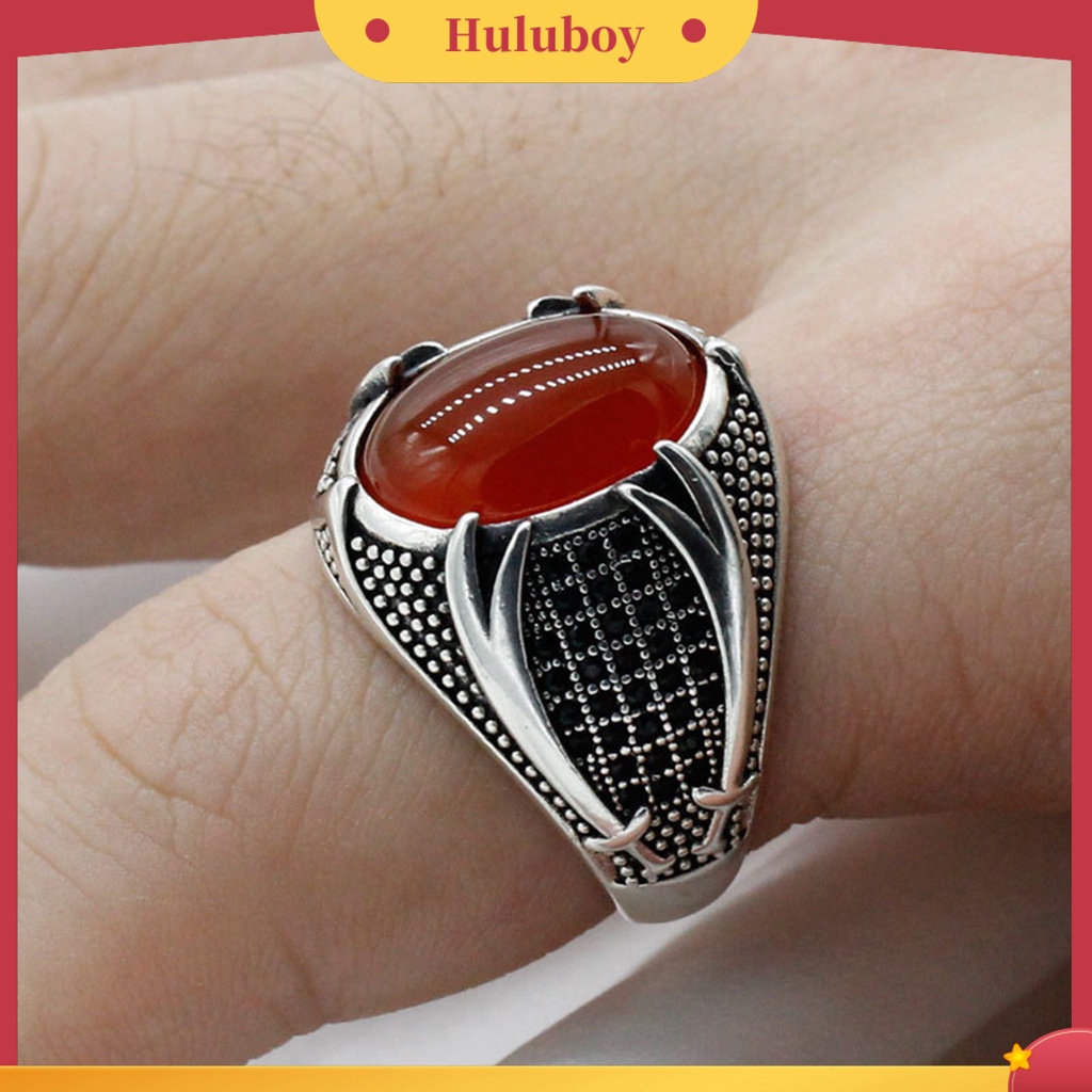 {Ready Stock} Pria Cincin Retro Berlian Imitasi Hias Alloy Pria Vintage Pedang Ganda Jari Cincin Perhiasan Untuk Pesta
