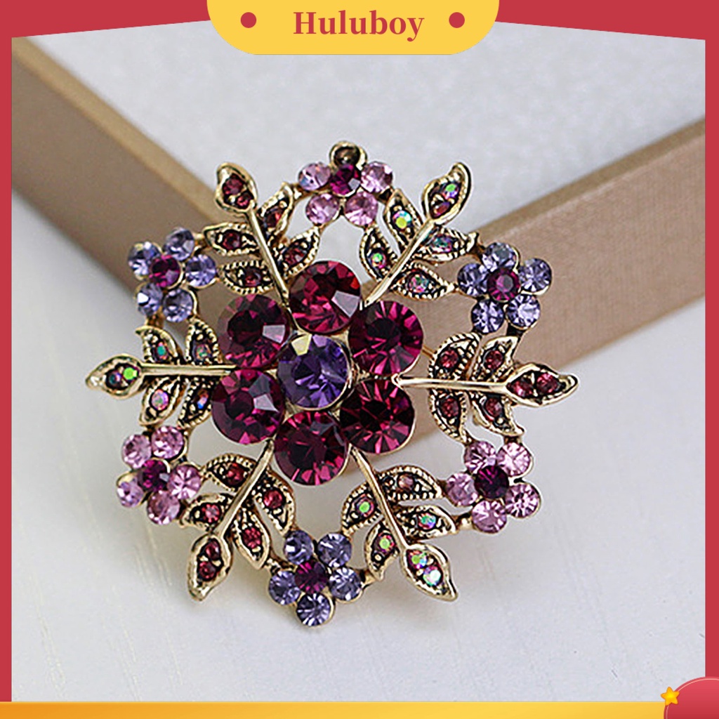 {Ready Stock} Fashion Wanita Snowflake Bunga Lingkaran Berlian Imitasi Bros Pin Perhiasan Natal