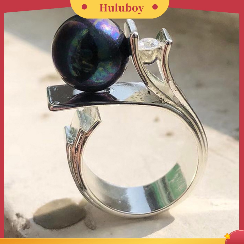 {Ready Stock} Fashion Wanita Mutiara Imitasi Berlian Imitasi Bertatahkan Jari Cincin Hadiah Perhiasan Pernikahan