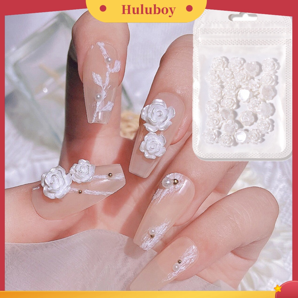 {In Stock} 30Pcs Bunga Dekorasi Kuku Glitter Gaya Aksesoris Kuku Bunga Buatan Nail Art Stud Untuk Salon