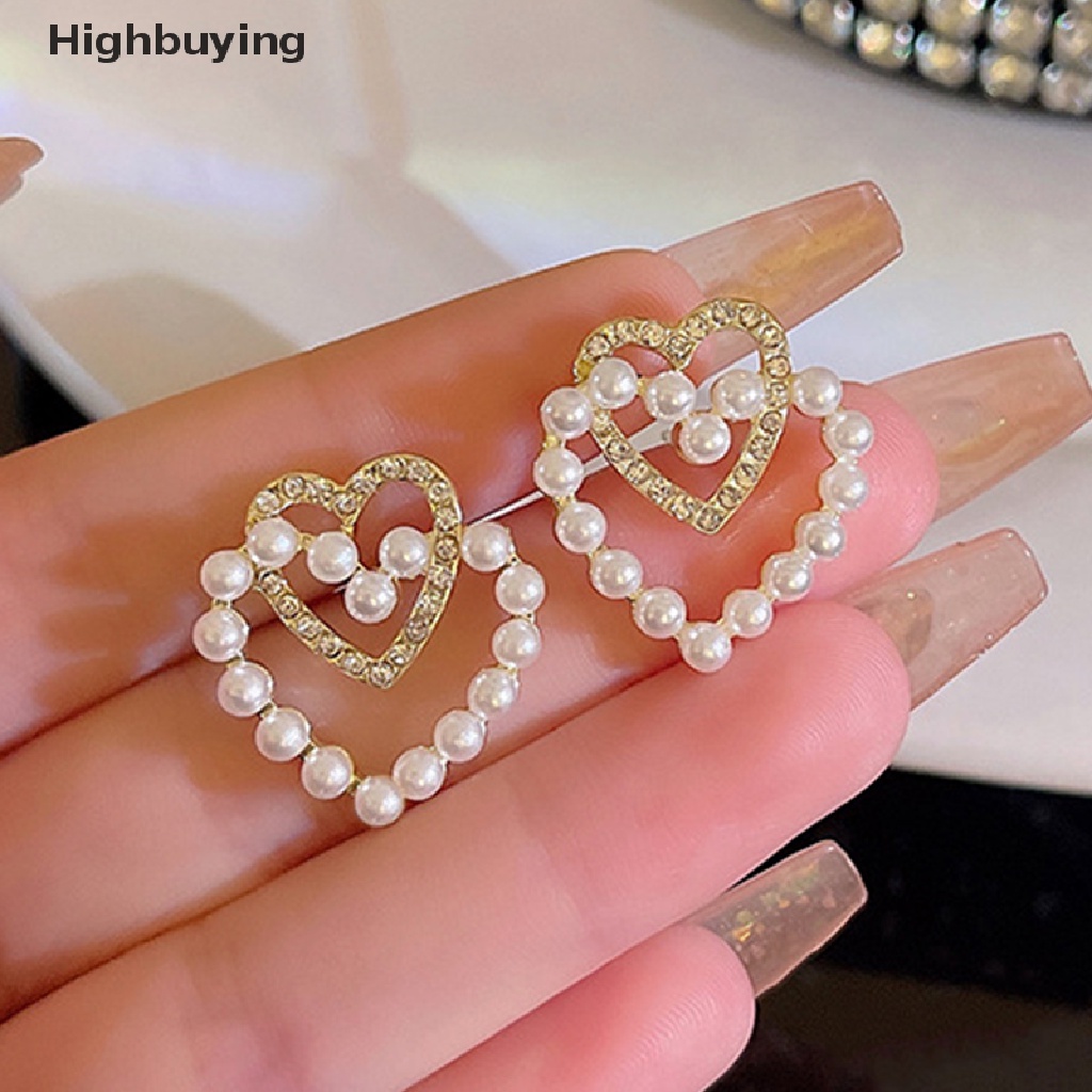 Hbid Anting Mutiara Hati Pernyataan Emas Temperamen Anting Perhiasan Hadiah Menghias Glory