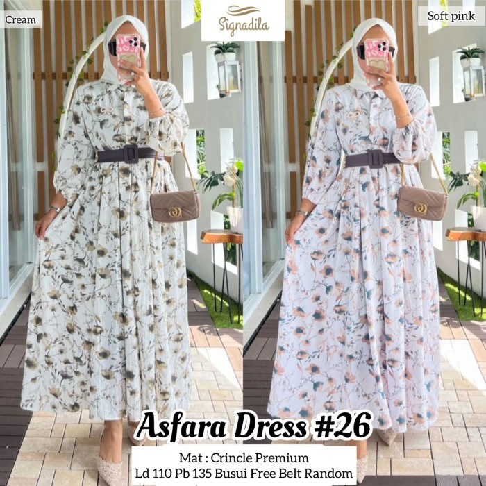Asfara Dress #25 Crincle Premium Busui Free Belt By Signadila