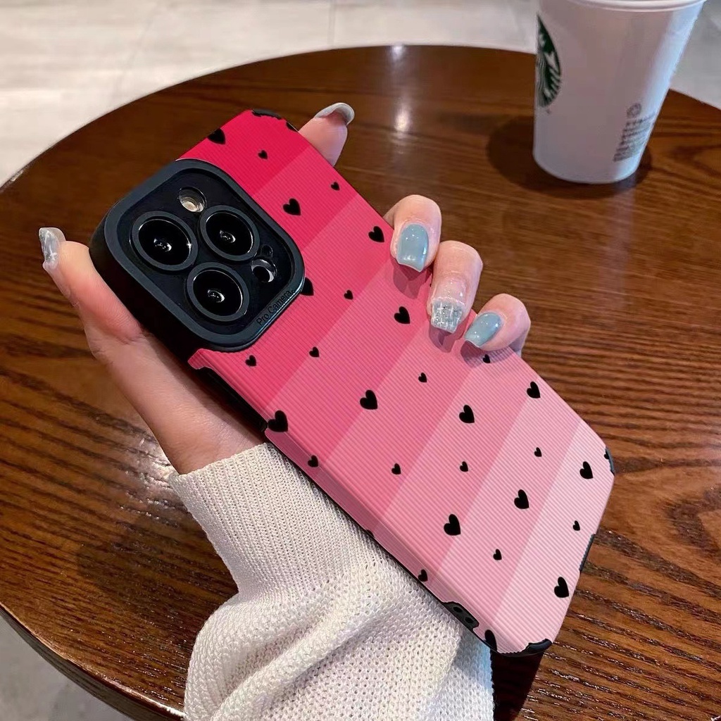 Cute Pink Red Love Gradient Soft Case HP VIVO V9 Y11 Y12i Y12 Y15 Y17 Y12S Y20 Y20i Y20S Y19 Y93 Y91C S1 V15 Pro Y50 Y30 Y30i V20 Z1 Pro Y52S Y31S V5 V5S V21 V23 5G Y83 FTD Stripe Casing