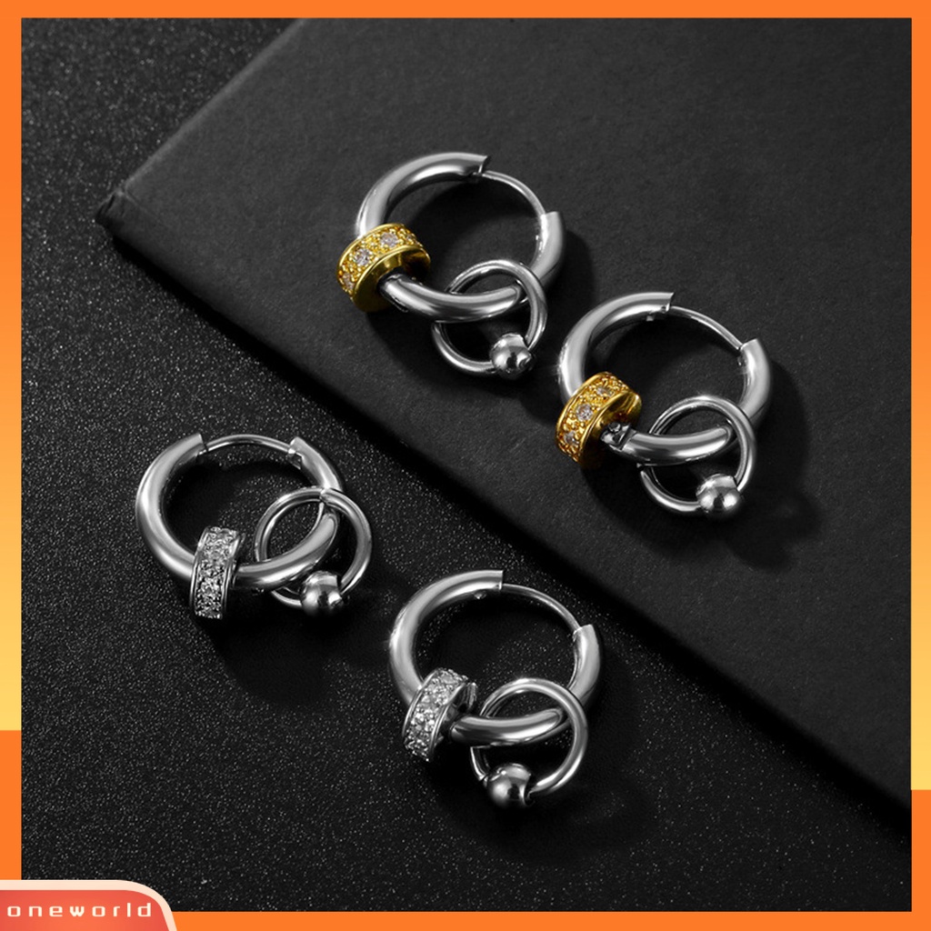 [OWR] 1pasang Ear Studs Multi-Layer Cincin Punk Hip Hop Kepribadian Hadiah Baja Titanium Keren Sederhana Pria Anting Perhiasan Fashion