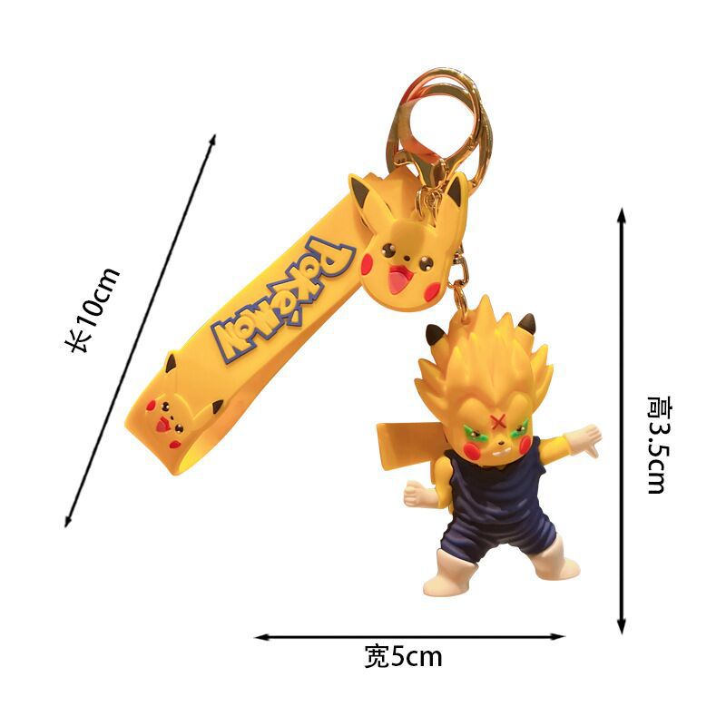 Mainan Action Figure Pokemon Pikachu Karena Dragon Ball Goku Vegeta Pikachu Patung Anime Gantungan Kunci Tas Liontin Anak Pokemon Hadiah