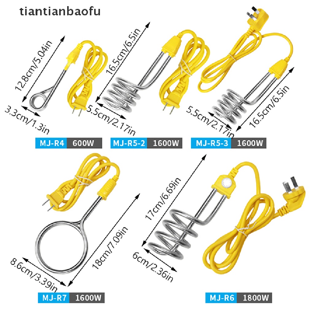 [tiantianbaofu] Stainless Steel Portable 600 /1600/1800W Pemanas Air Listrik Cangkir Perebus Pemanas Butik