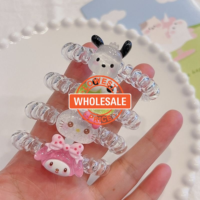 [Harga Grosir] Wanita Kartun Lucu Hello Kitty Kodok Rambut Band Wanita Elastis Telepon Kawat Ikat Rambut Gelang Gadis Kawaii Manis Rambut Rings Populer Aksesoris Rambut